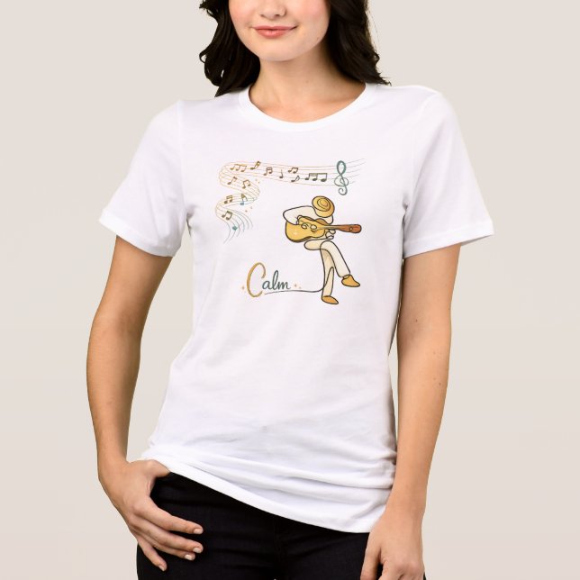 Calm Musician One Line Drawing Design T Shirt (Framsida)