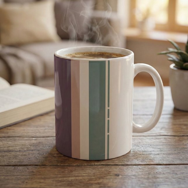 Calm Neutral Stripes – Modern Minimal Mug Två-Tonad Mugg (Skapare uppladdad)