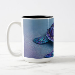 Calm Ocean Turtle Art – Blue & Purple Fantasy Sea  Två-Tonad Mugg