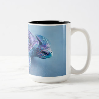 Calm Ocean Turtle Art – Blue & Purple Fantasy Sea  Två-Tonad Mugg