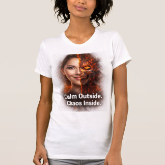 Calm Outside Chaos Inside Fire Skull Dual Face  T Shirt