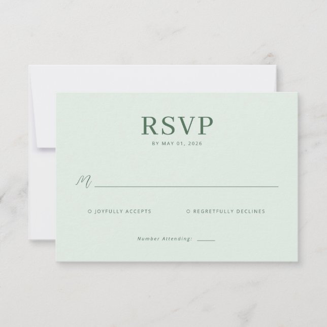 Calm Pastel Green RSVP Card OSA Kort (Framsida)