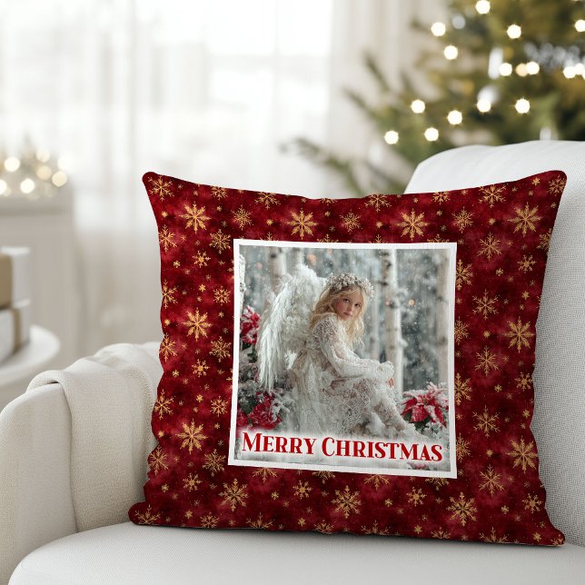 Calm Red Gold Angel Cozy Christmas Gift Pillow Kudde (Calm Red Gold Angel Cozy Christmas Gift Pillow)