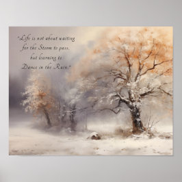 Calm Watercolor Landscape and Inspirational Quote Poster