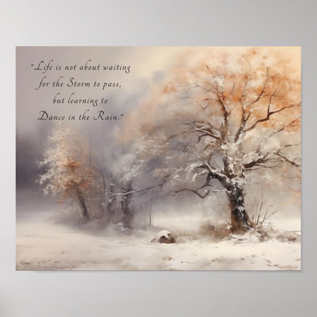 Calm Watercolor Landscape and Inspirational Quote Poster (Framsidan)