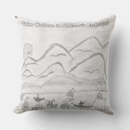 'Calm Waters in  Nature's Embrace' Throw Pillow Kudde
