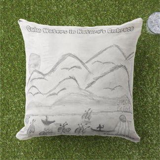 'Calm Waters in  Nature's Embrace' Throw Pillow Kudde