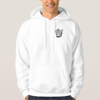 Calm White Minimal Cat Leaf Aesthetic Drawing pfp Hoodie