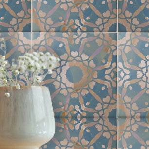 Calming Blue Beige White Distress Geometric Kakelplatta