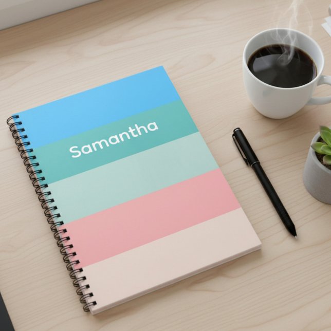 Calming Color Block Striped Custom Notebook Anteckningsbok (Skapare uppladdad)