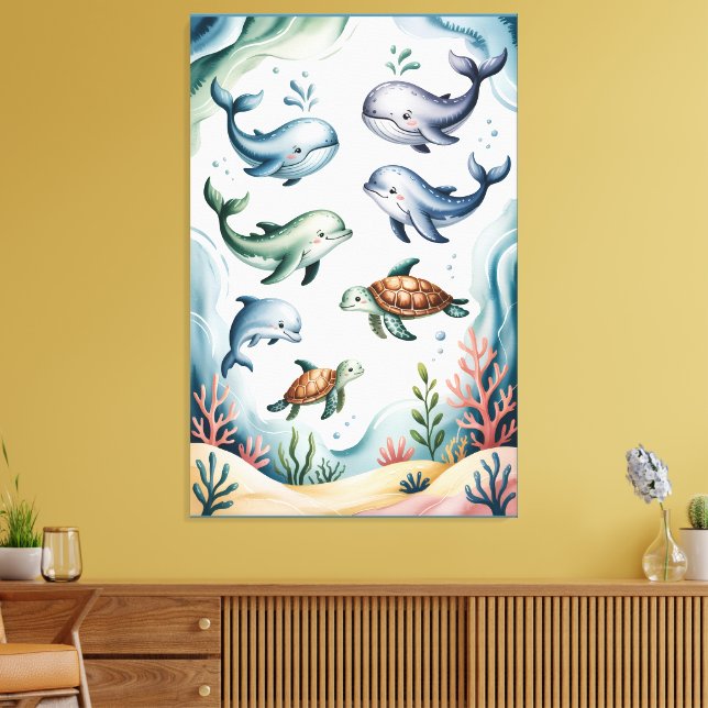 Calming Gentle Ocean Nursery Wall Art Canvastryck (Insitu (Vardagsrum))