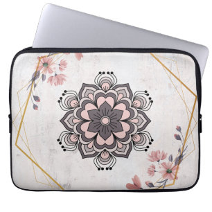 Calming Harmony - Rosa och Grått Blommigt Art Laptop Fodral