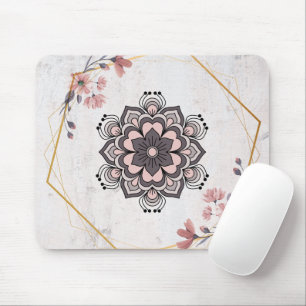 Calming Harmony - Rosa och Grått Blommigt Art Musmatta