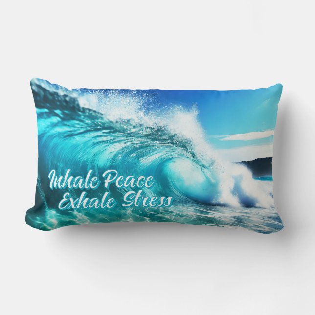 Calming Inspirational Ocean Wave Lumbarkudde (Framsida)