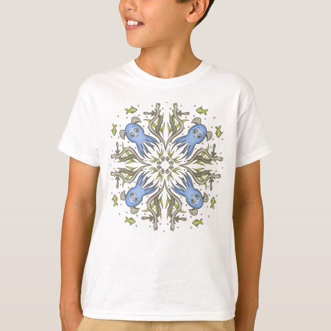 Calming Kawaii Octopus Kaleidoscope - Ocean Dreams T Shirt (Framsida)