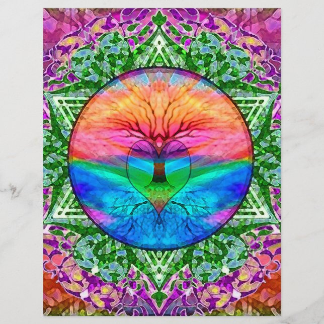 Calming Livets träd i Rainbow Färg (Framsida)
