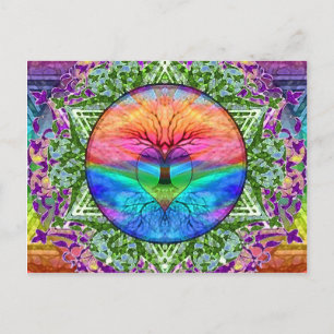 Calming Livets träd i Rainbow Färg Vykort