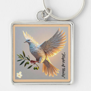 "Calming Peace Scenes" Fyrkantig Silverfärgad Nyckelring