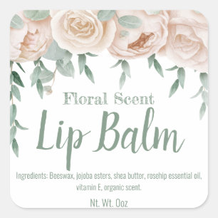 Calming Rosa ros Lip Balm Tube-etiketter Fyrkantigt Klistermärke