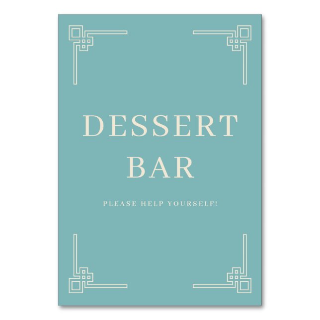 Calming Teal Minimalist Dessert Bar Sign Bordsnummer (Framsidan)