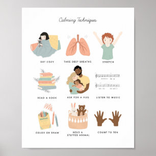 Calming Techniques Feelings Känslor Classroom Art Poster
