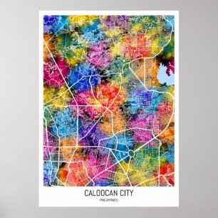 Caloocan Filippinerna City Karta Poster