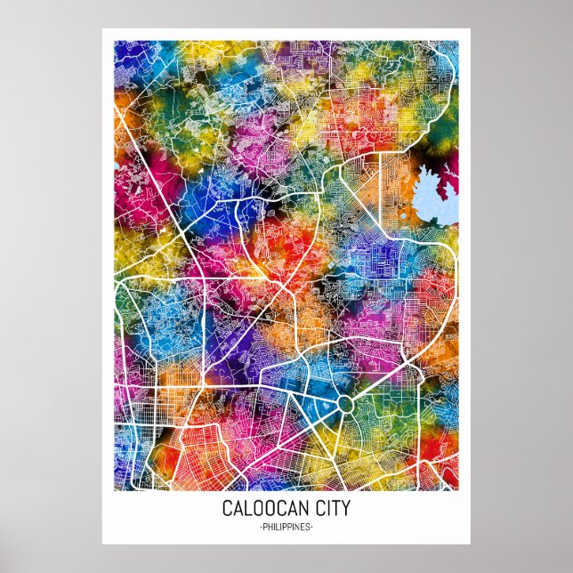 Caloocan Filippinerna City Karta Poster (Framsidan)