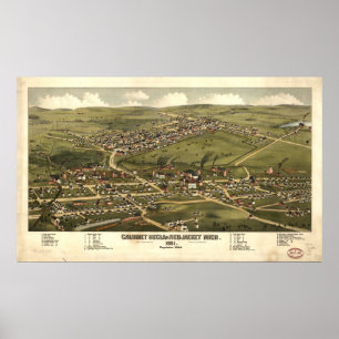 Calumet Michigan 1881 Antique Panoramic Karta Poster