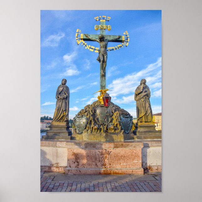 Calvariation Sculpture, Charles Bridge, Prag Poster (Framsidan)