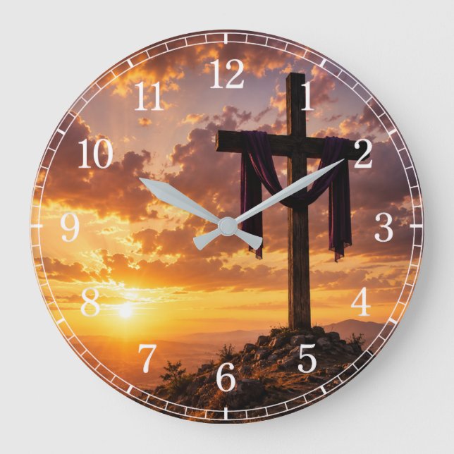 Calvary Cross Wall Clock — Inspirational Design Stor Klocka (Framsida)