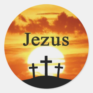 Calvary Sunrise Jezus Runt Klistermärke