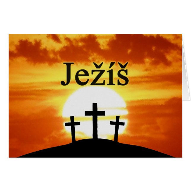 Calvarysoluppgång Ježíš Hälsningskort (Framsidan Horizontal)