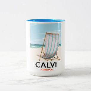 Calvi Corsica Travel-affisch Två-Tonad Mugg