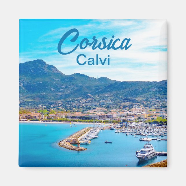 Calvi Port in Corsica Frankrike Souvenir Magnet (Framsidan)