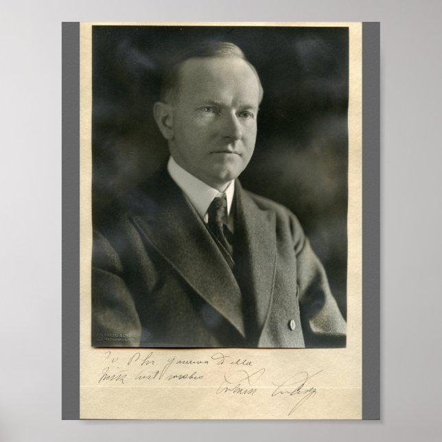 Calvin Coolidge 8x10 signerad Poster (Framsidan)