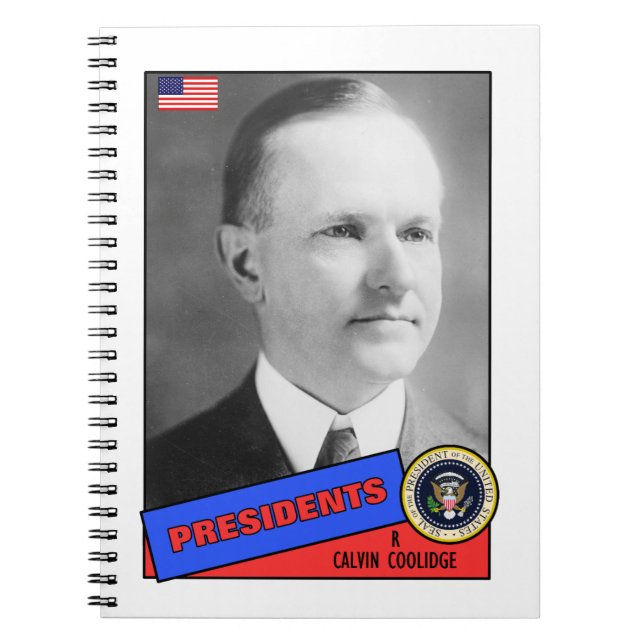 Calvin Coolidge Basebollkort Anteckningsbok (Framsidan)