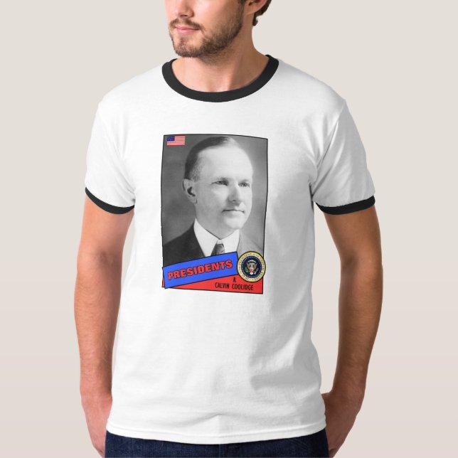 Calvin Coolidge Basebollkort T-shirt (Framsida)