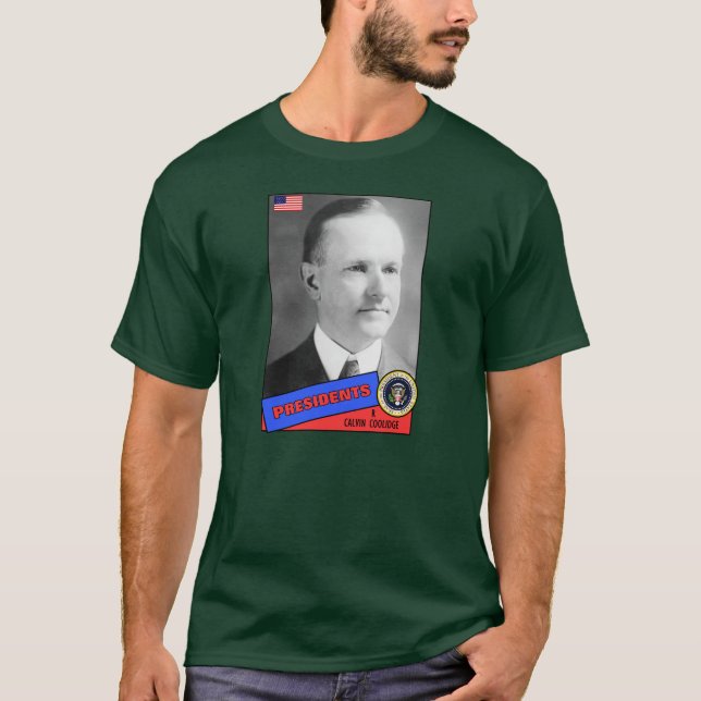Calvin Coolidge Basebollkort Tee Shirt (Framsida)