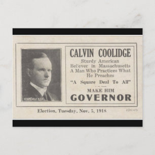 Calvin Coolidge för guvernör Vykort