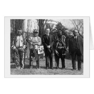 Calvin Coolidge med Osage Indians Fotograf Hälsningskort