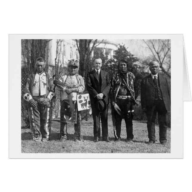 Calvin Coolidge med Osage Indians Fotograf Hälsningskort (Framsidan Horizontal)
