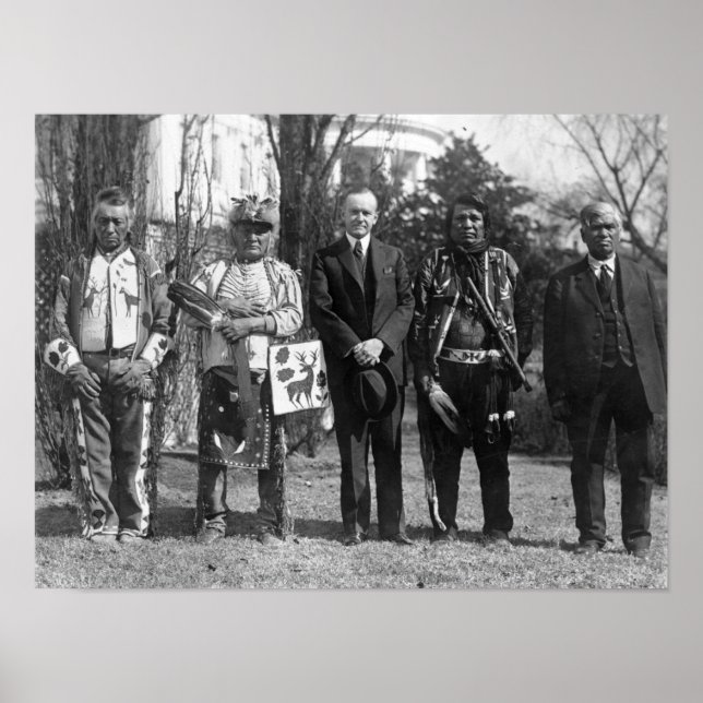 Calvin Coolidge med Osage Indians Fotograf Poster (Framsidan)