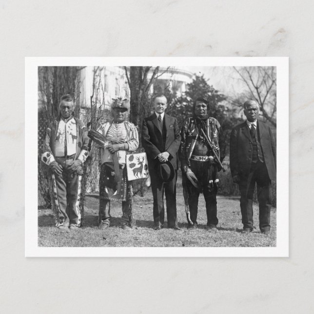 Calvin Coolidge med Osage Indians Fotograf Vykort (Framsida)