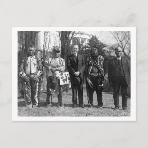 Calvin Coolidge med Osage Indians Fotograf Vykort