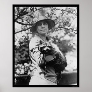 Calvin Coolidge med sin Raccoon 1923 Poster