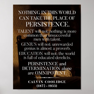 Calvin Coolidge "Persistence" Citat 1 Poster