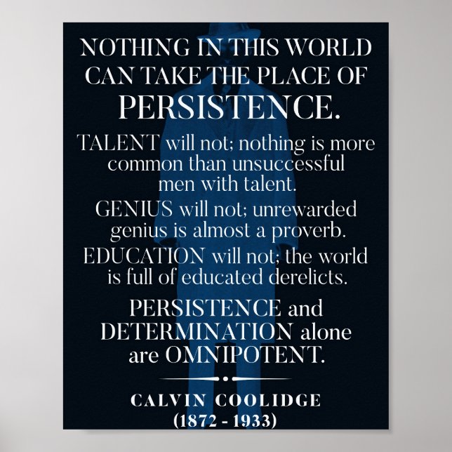 Calvin Coolidge "Persistence"-citat Poster (Framsidan)