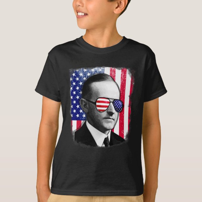 Calvin Coolidge US Flagga 4 juli T Shirt (Framsida)