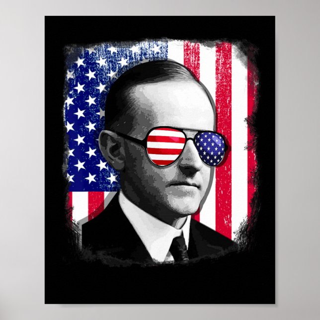 Calvin Coolidge USA Flagga 4:e Juli  Poster (Framsidan)