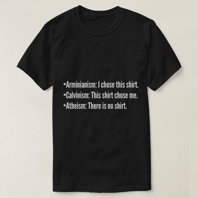 Calvinism mot arminian mot astism Christian TULIP  T Shirt (Design framsida)